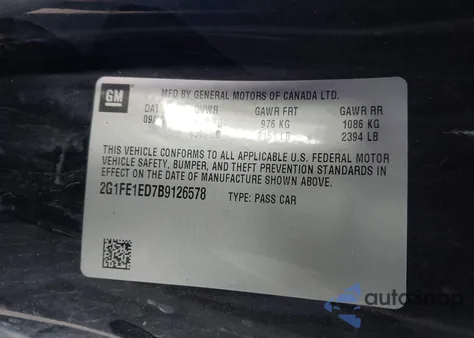 2011 Chevrolet Camaro 1Ls z USA, uszkodzony, nr VIN 2G1FE1ED7B9126578